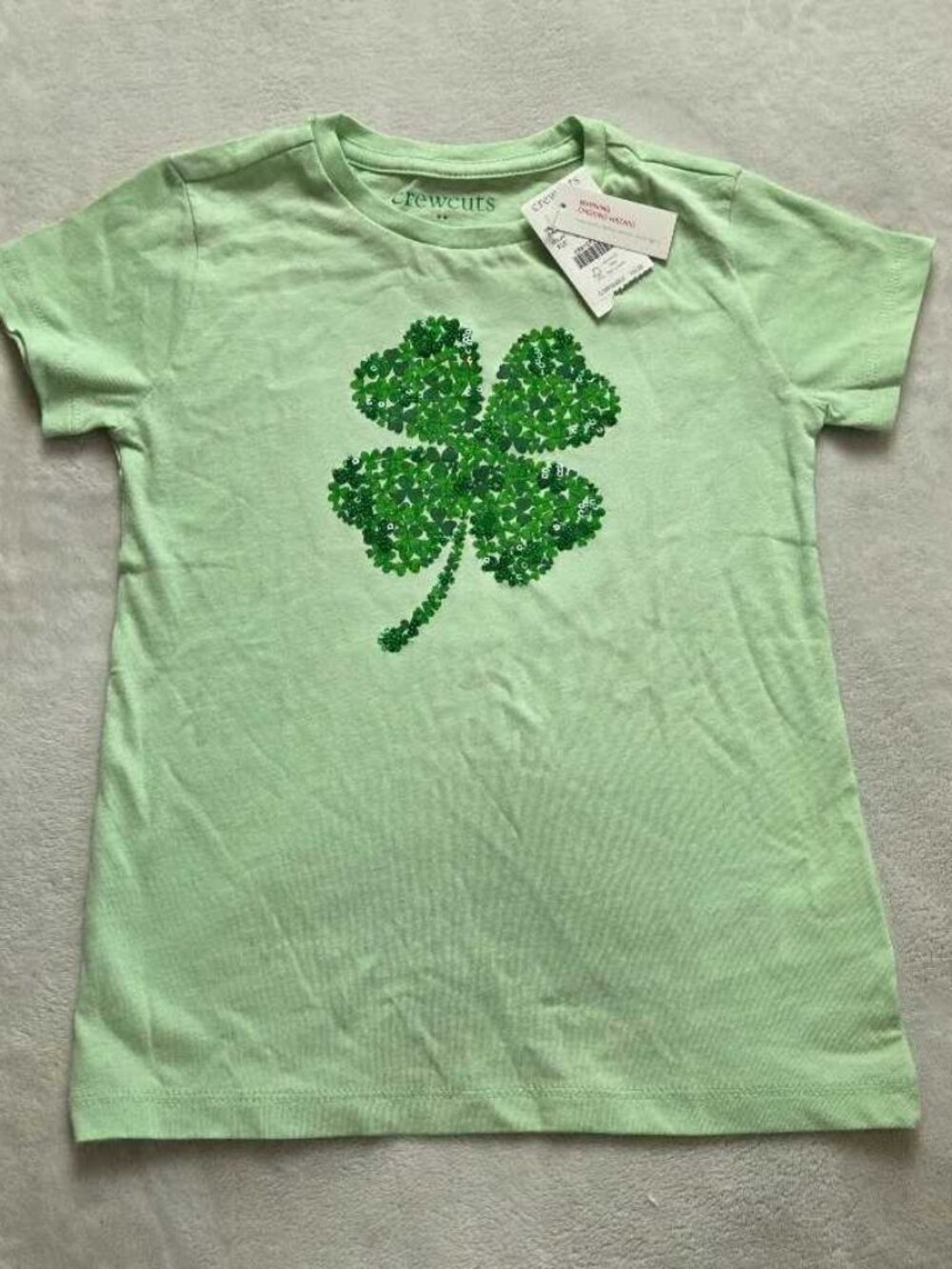 New girls XS (4-5) J.Crew Crewcuts 4 leaf clover St. Patrick's Day Irish t-shirt